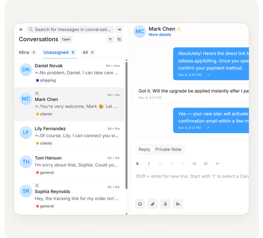 Podpora 24/7 Talkees